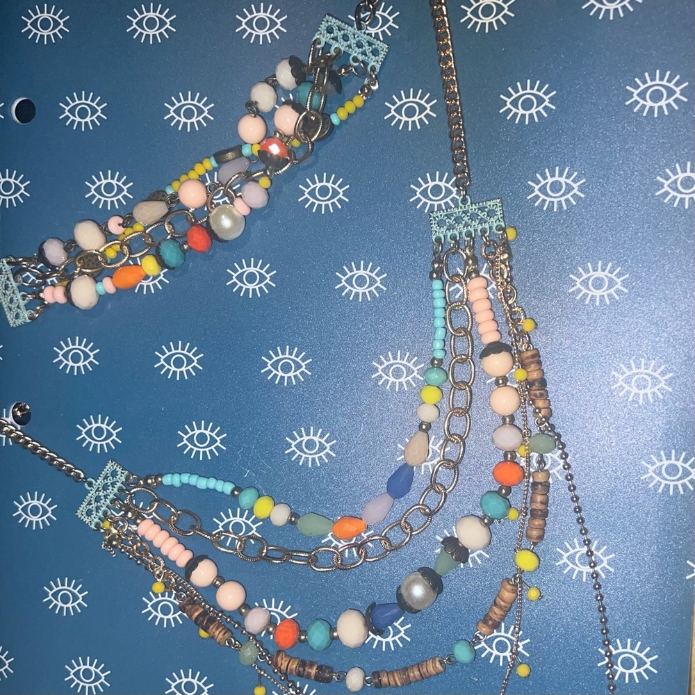 Plunder Necklace and Bracelet set Colorful Beaded Necklace